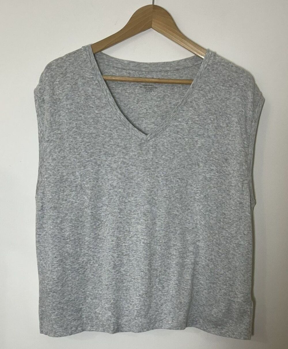 Marled Essentials Womens Size XL Gray V-Neck  Sleeveless  T-Shirt